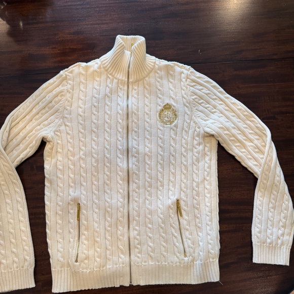Ralph Lauren White Cable Knit Cardigan - Picture 1 of 6